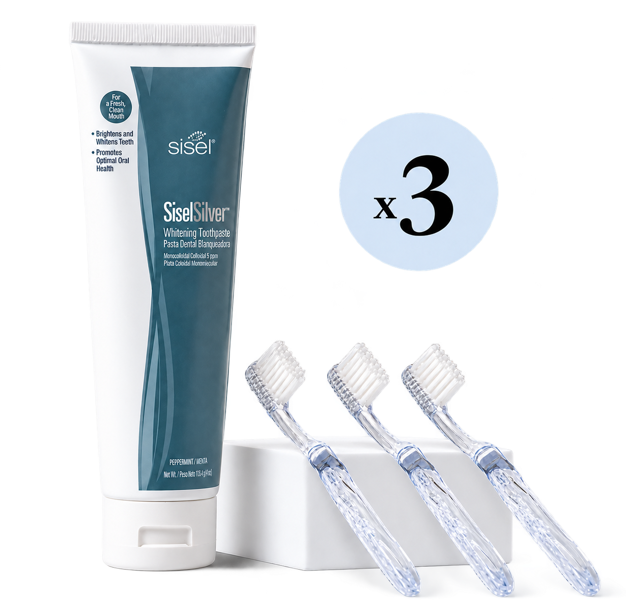 SiselSilver™ Whitening Toothpaste and Brush Pack - 